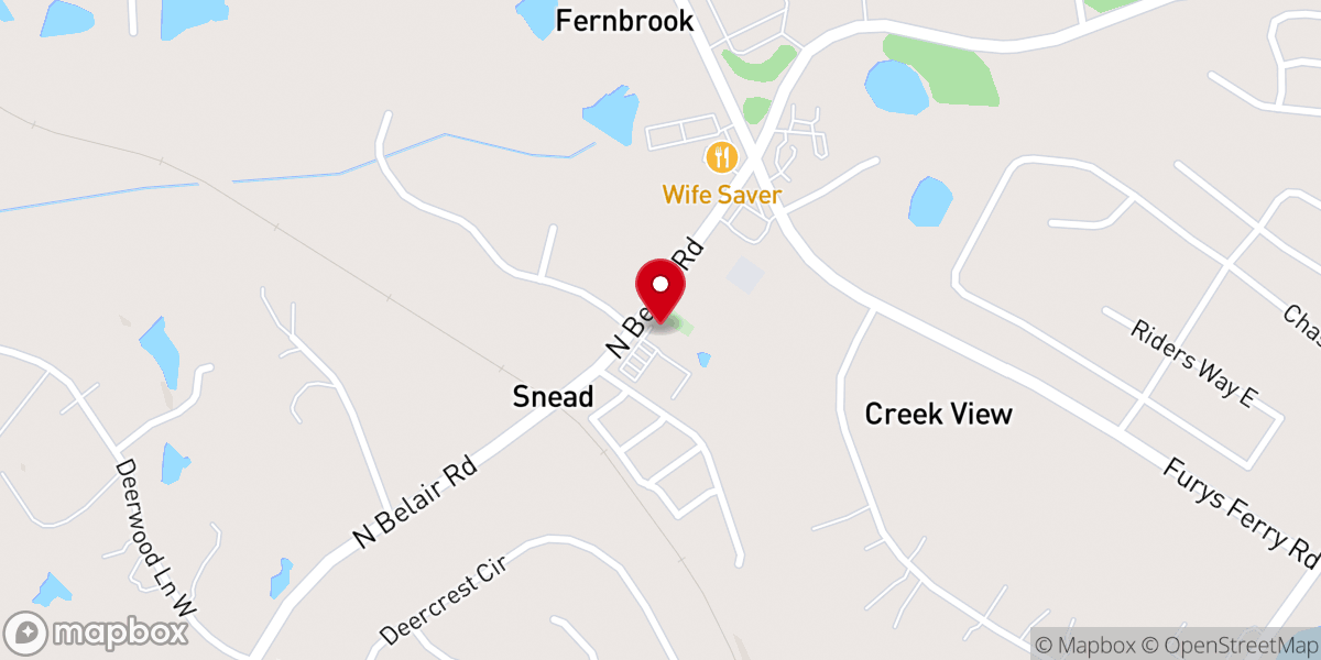 Map showing location of Oakey Grove Baptist Church