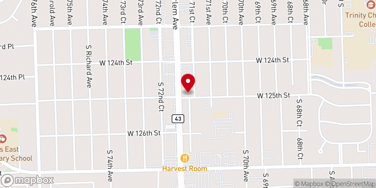 Map showing location of Palos Evangelical Lutheran Church