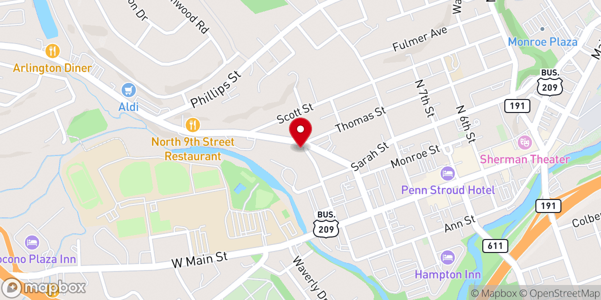 Map showing location of Pentecostal Church