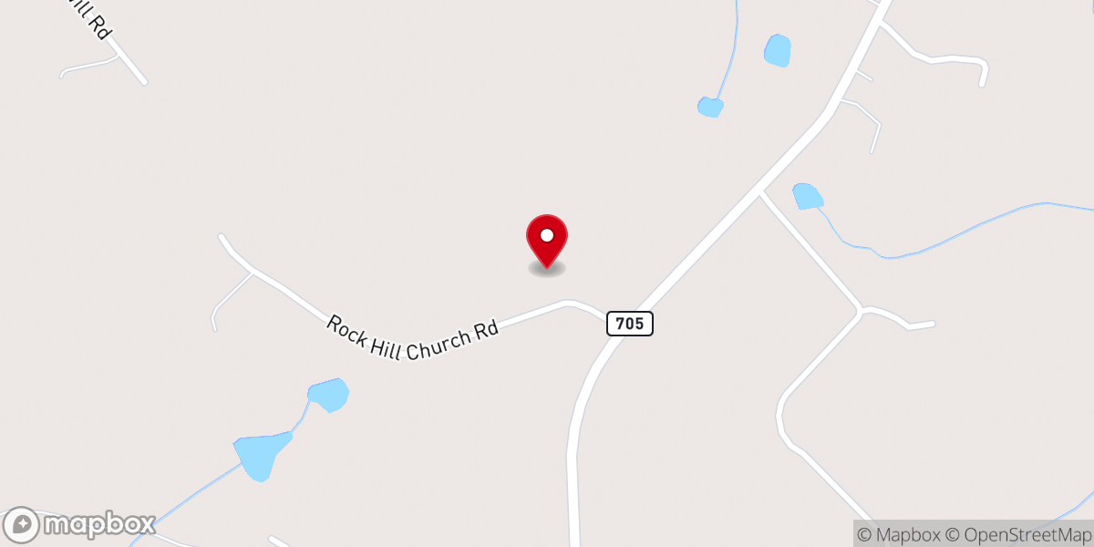 Map showing location of Rock Hill Church