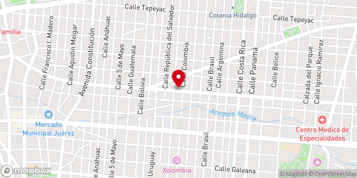Map showing location of Centro Catolico de Evangelizacion