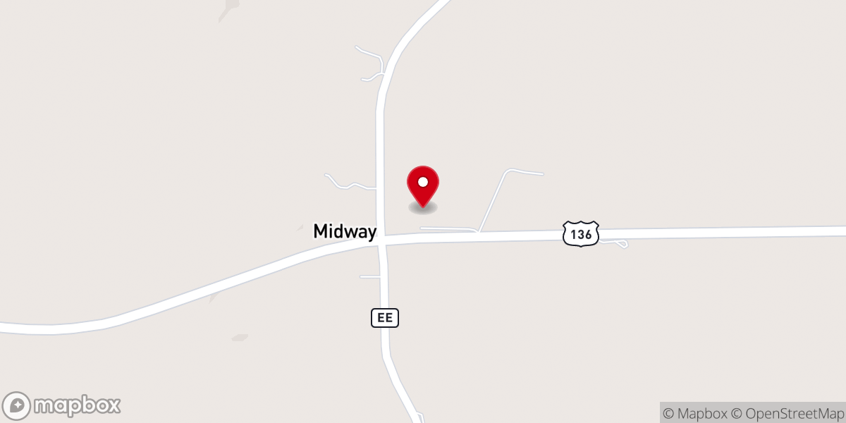 Map showing location of Midway Baptist Church