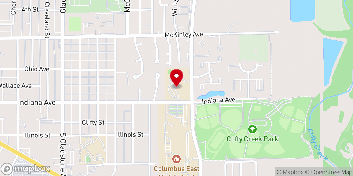 Map showing location of East Columbus Christian Church