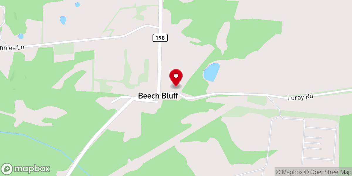 Map showing location of Beech Bluff United Methodist Church