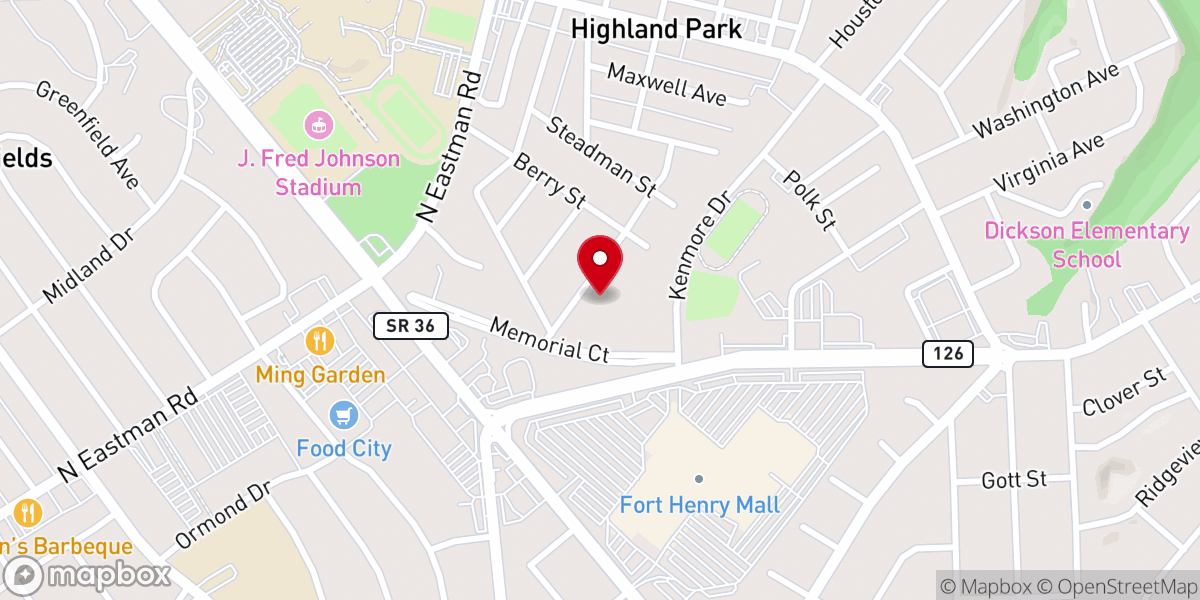 Map showing location of Temple Baptist Church