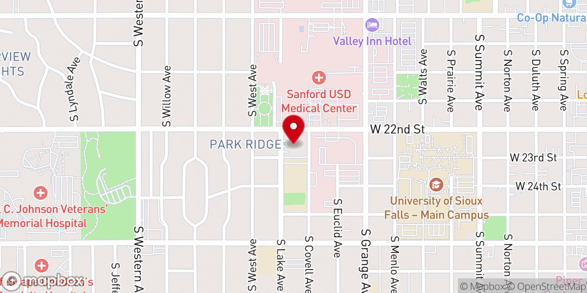 Map showing location of First Baptist Church of Sioux Falls