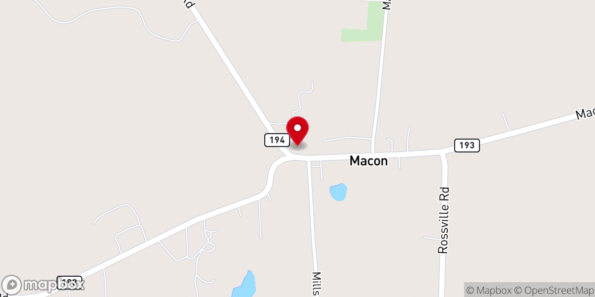 Map showing location of Macon Church of Christ