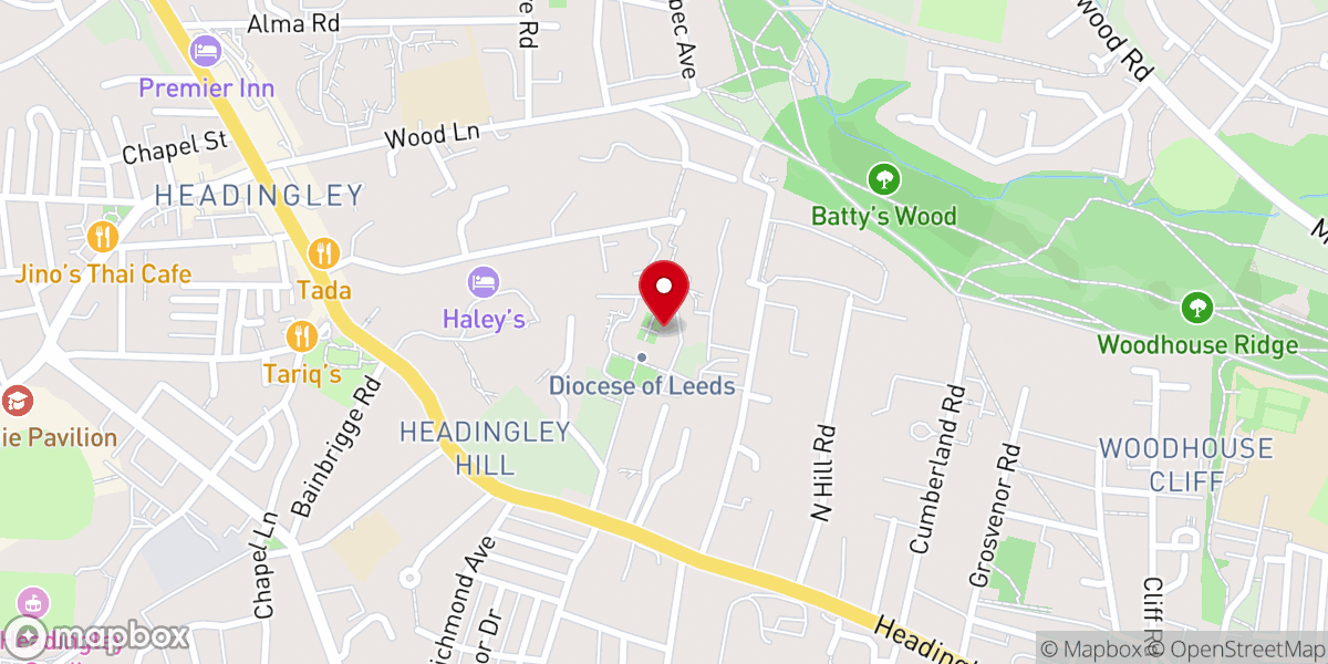 Map showing location of Diocese of Leeds - Curial Offices