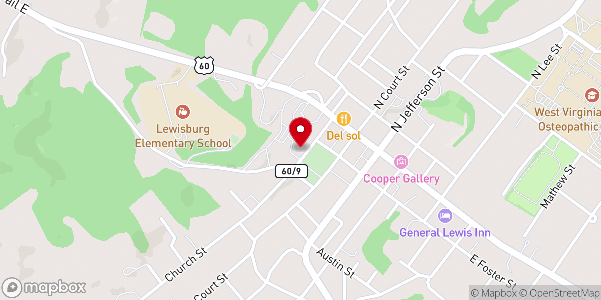 Map showing location of Greenbrier Valley Chorale