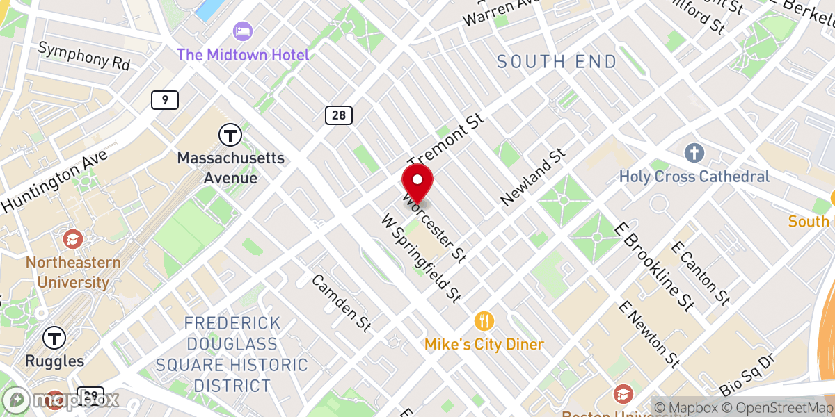 Map showing location of Worcester Fellowship