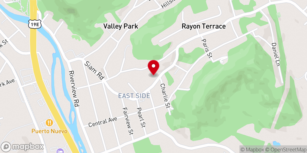 Map showing location of East Side Baptist Church