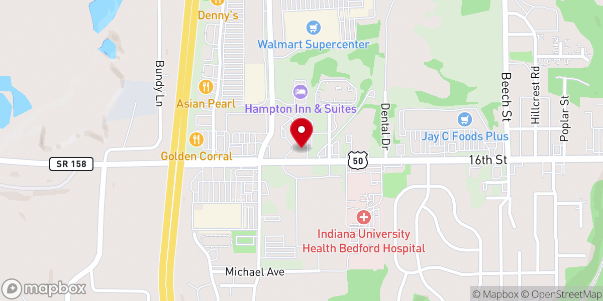 Map showing location of Bedford First Church Of God