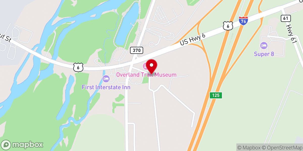 Map showing location of Overland Trail Museum