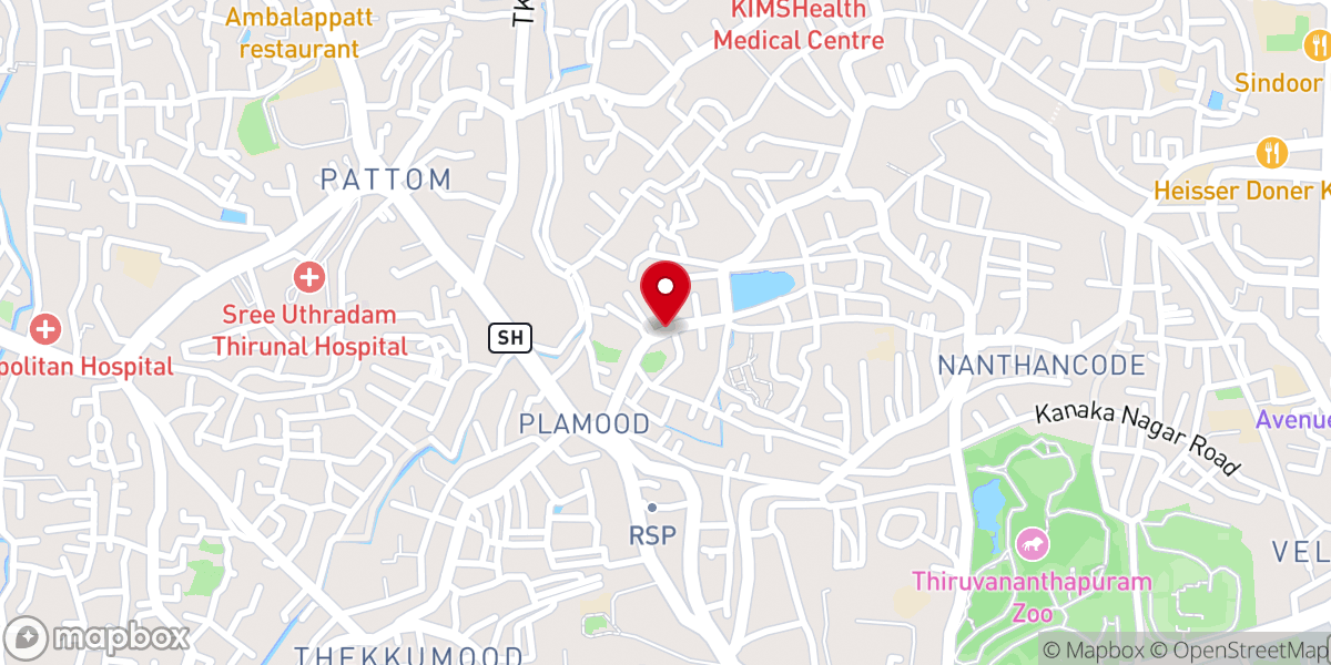 Map showing location of The Pentecostal Mission Thiruvananthapuram