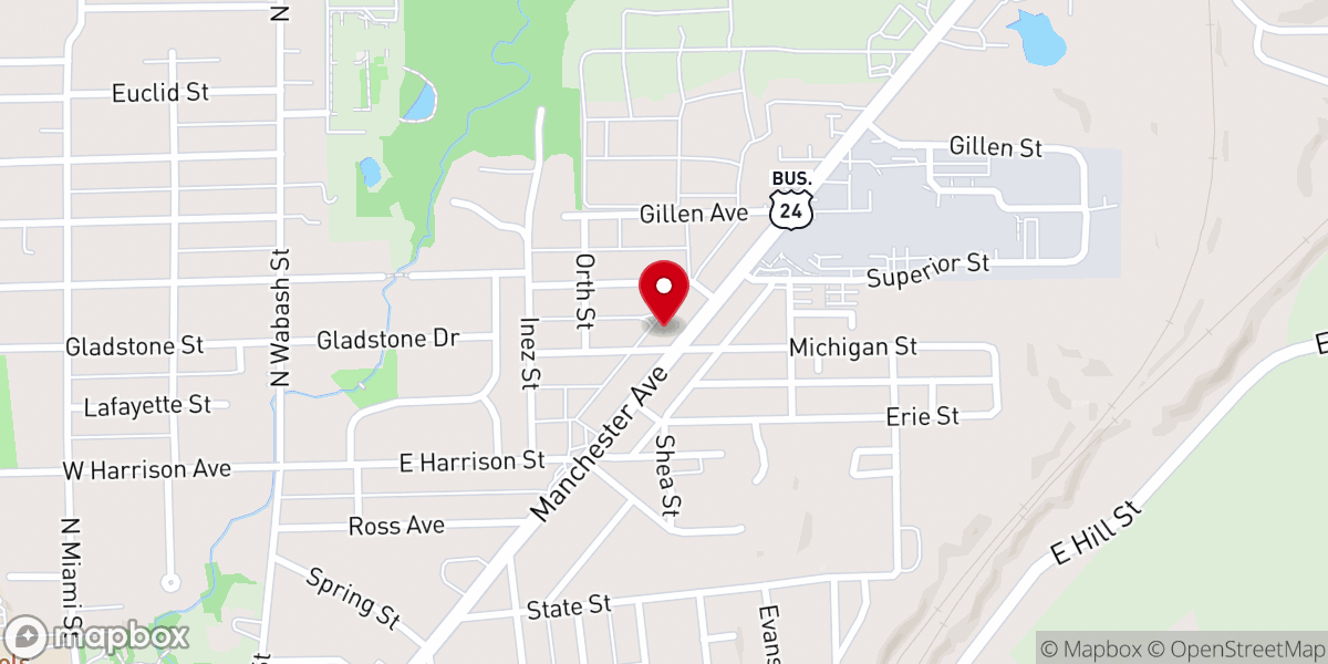 Map showing location of Wabash North Wesleyan Church