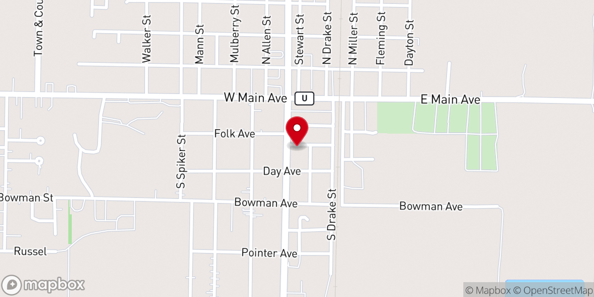 Map showing location of First Baptist Church
