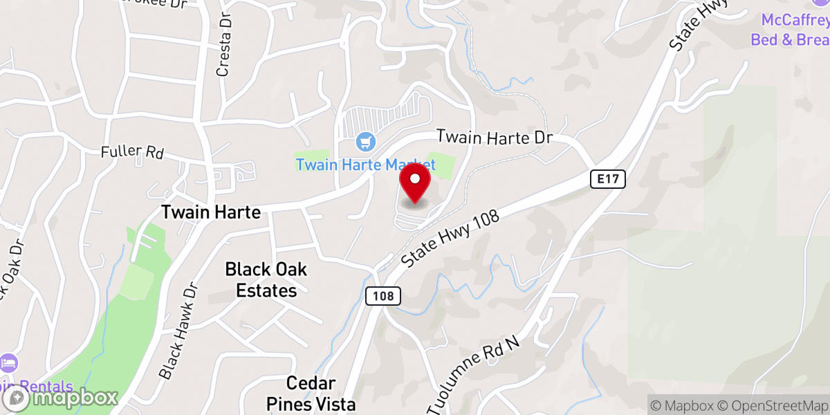 Map showing location of Twain Harte Evangelical Free Church