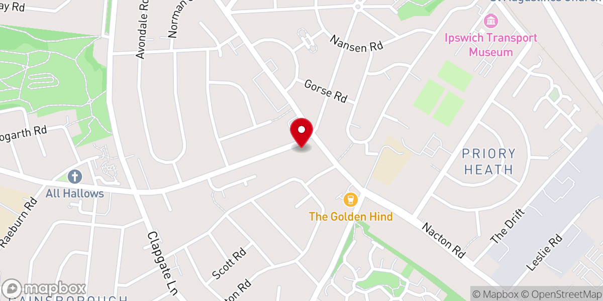 Map showing location of Saint James Catholic Church, Ipswich