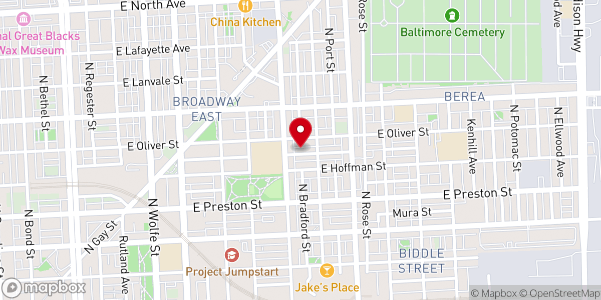Map showing location of Rising Zion Baptist Church
