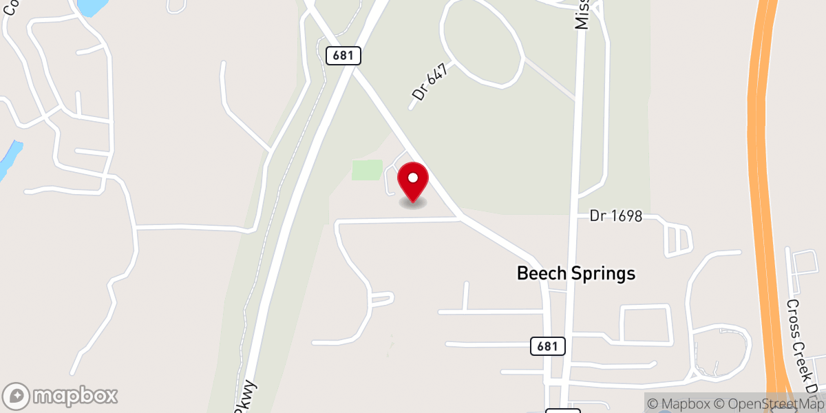 Map showing location of Beech Springs Freewill Baptist Church