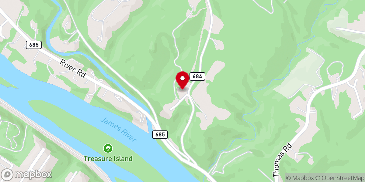 Map showing location of Lovingston Baptist Church