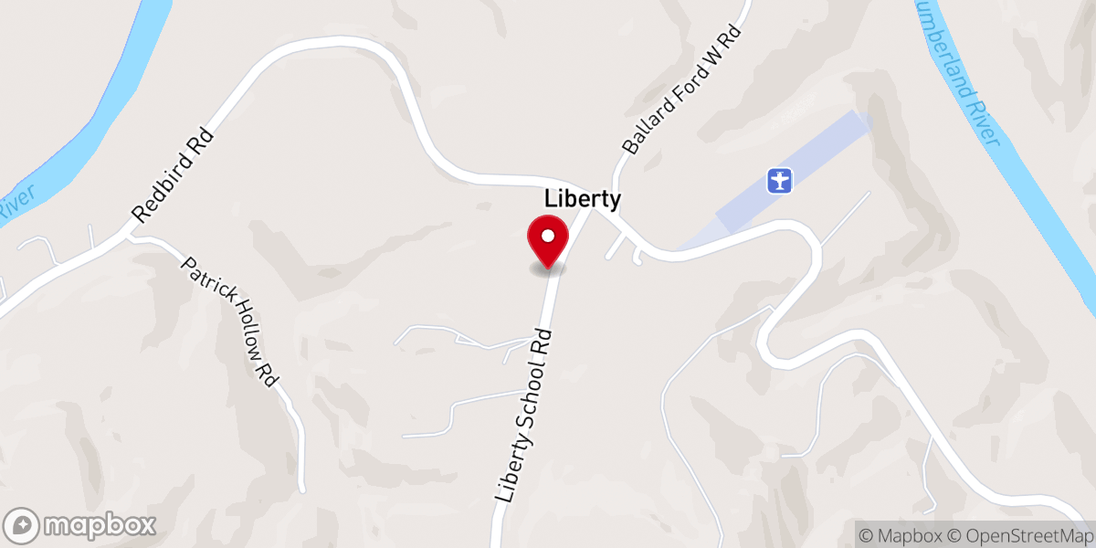 Map showing location of Liberty Pentecostal Church