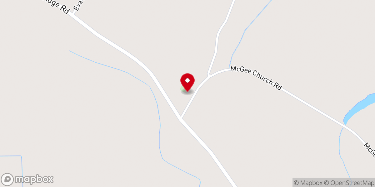 Map showing location of McGee Church