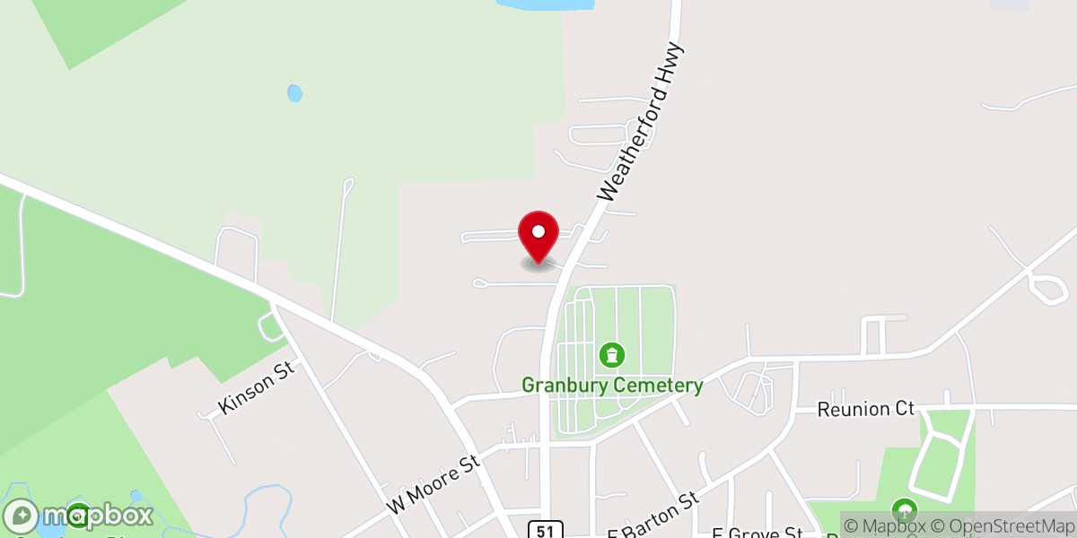 Map showing location of Granbury Church Of God