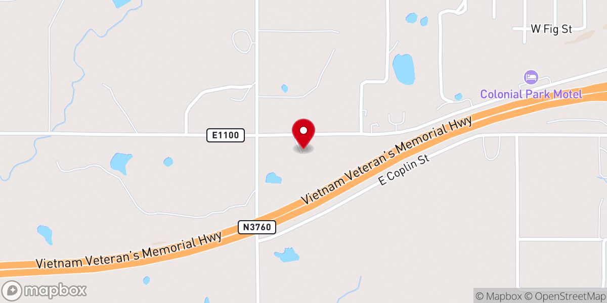 Map showing location of Okemah Free Will Baptist Church
