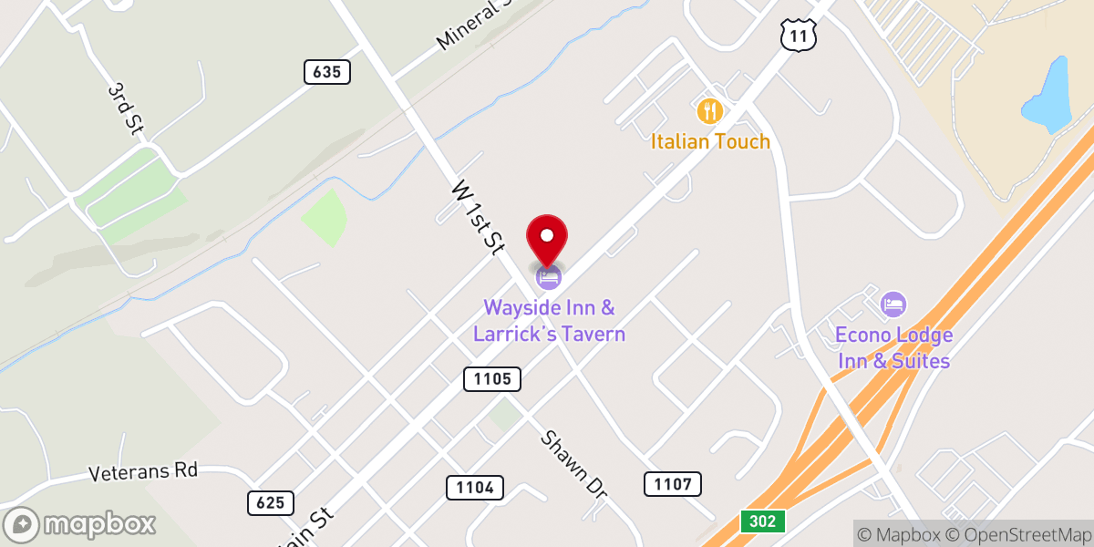 Map showing location of Wayside Inn