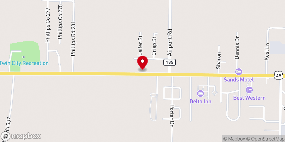 Map showing location of West Helena Seventh-day Adventist Church