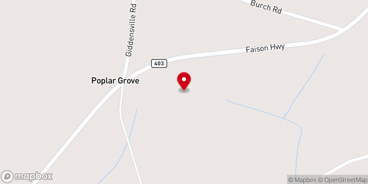 Map showing location of Poplar Grove M B Church