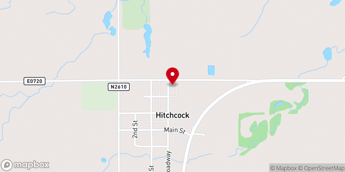 Map showing location of Hitchcock United Methodist Church