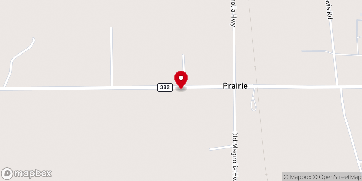Map showing location of Prairie Baptist Church