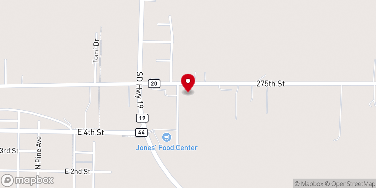 Map showing location of Parker First Baptist Church