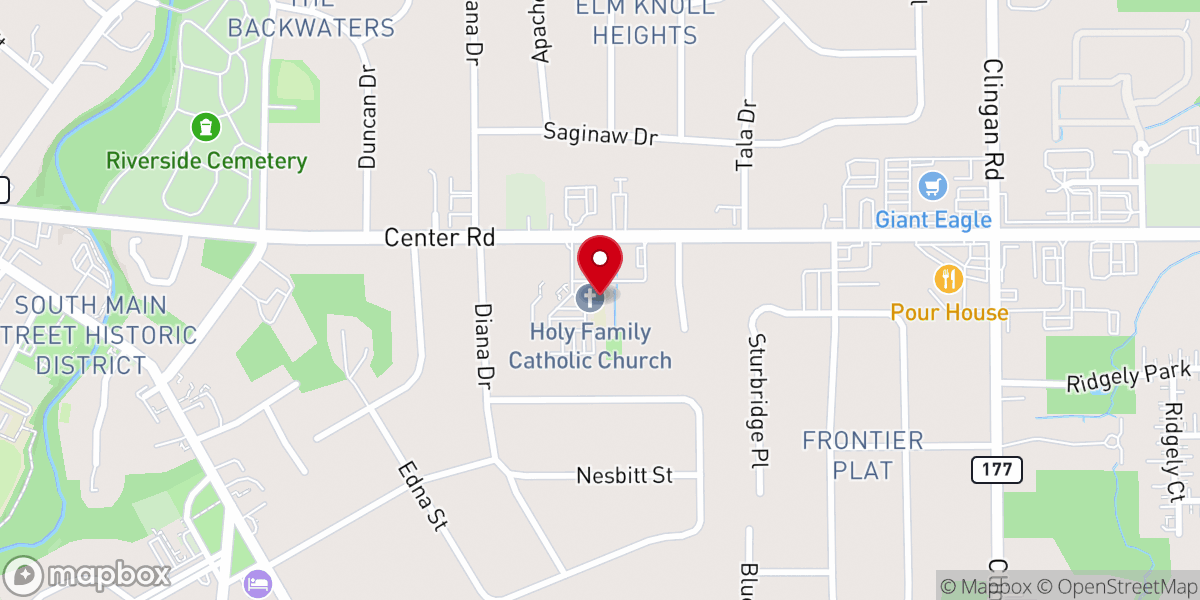 Map showing location of Holy Family Church Emmaus House