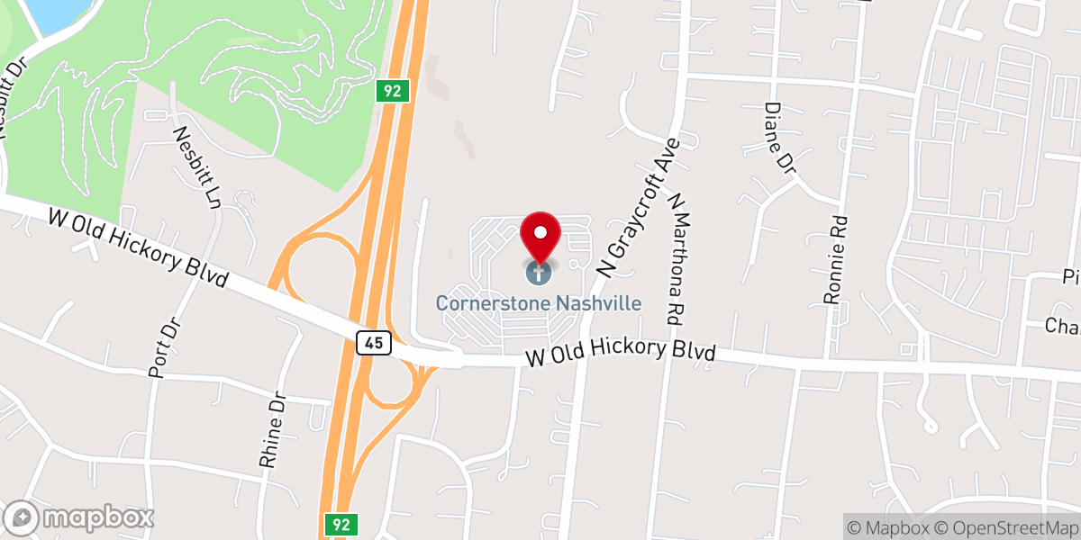 Map showing location of Cornerstone Nashville