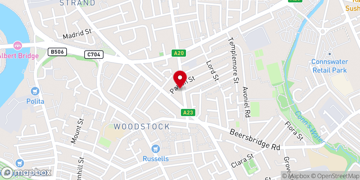 Map showing location of St Clement's Church of Ireland