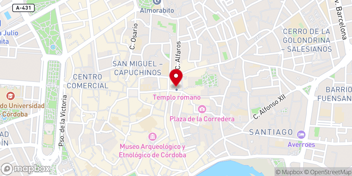 Map showing location of Templo Romano de Córdoba