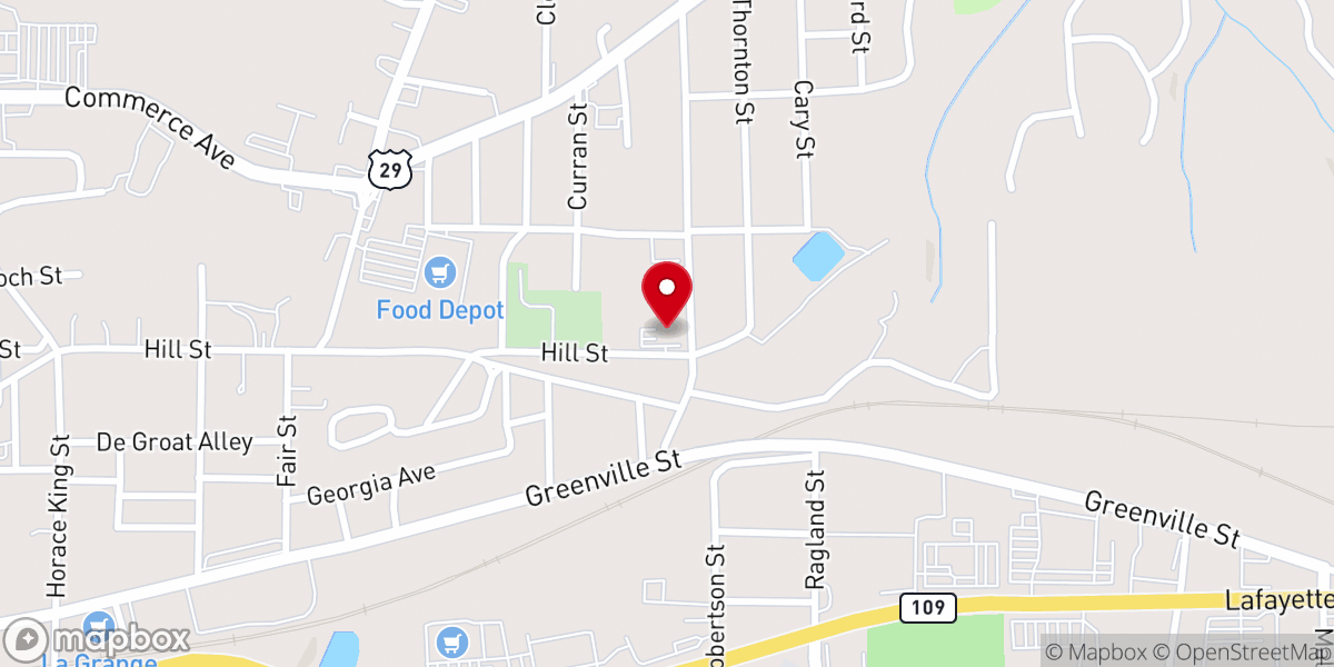 Map showing location of Dunson Baptist Church
