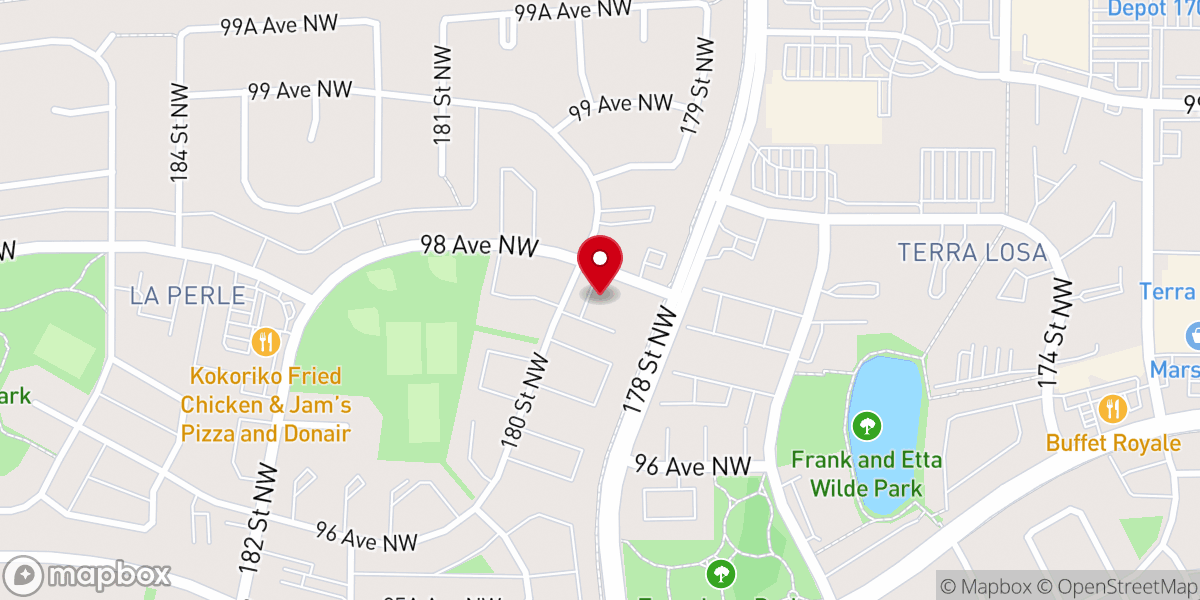 Map showing location of West Edmonton Baptist Church