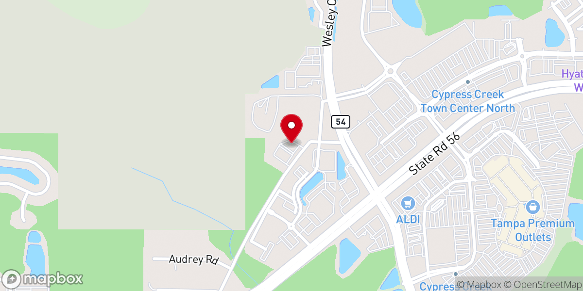 Map showing location of Suncoast Gymnastics Wesley Chapel