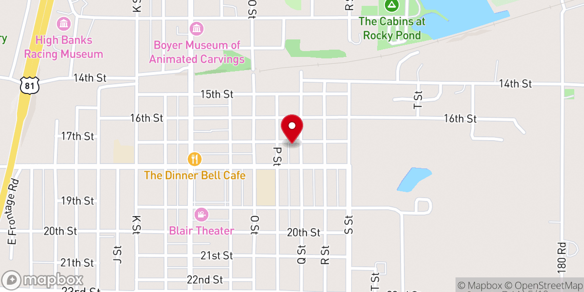 Map showing location of Assembly of God Church