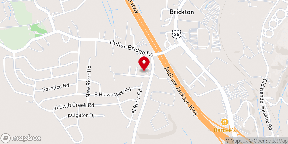 Map showing location of Asheville Korean Baptist Church