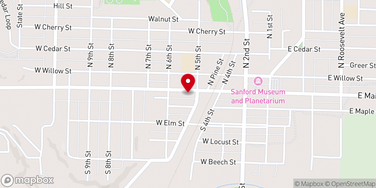 Map showing location of Cross Roads Christian Church