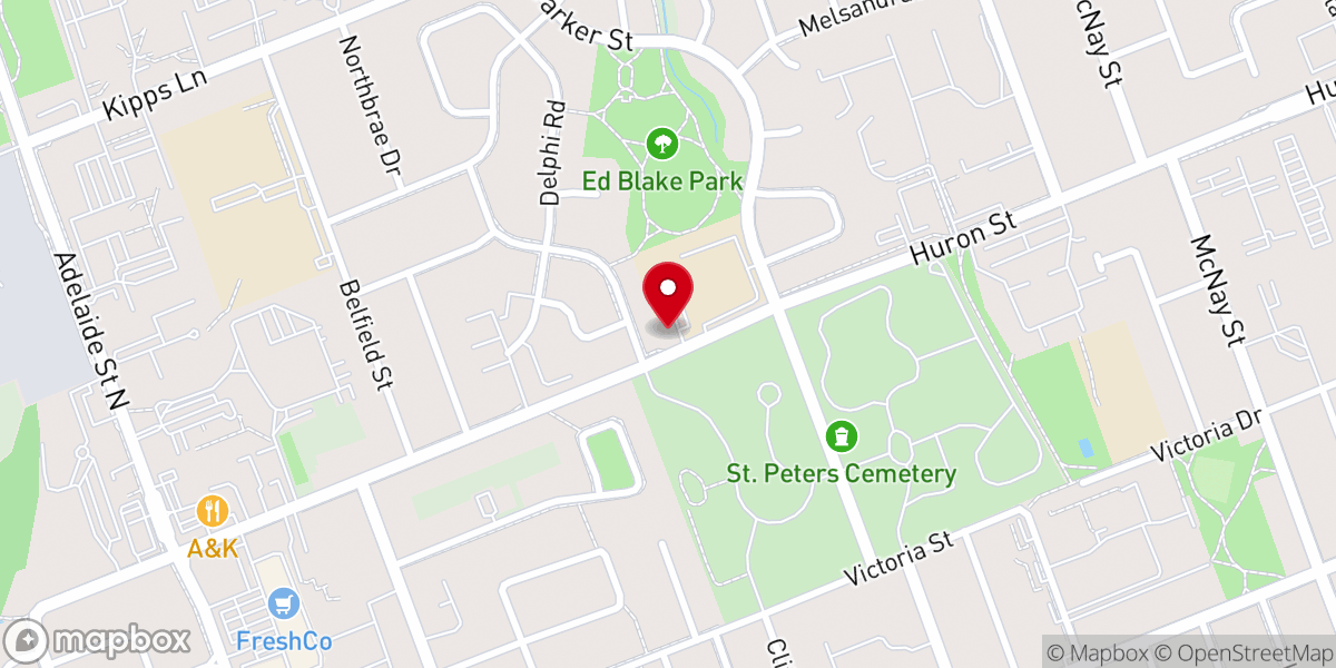 Map showing location of St. Lawrence Presbyterian Church