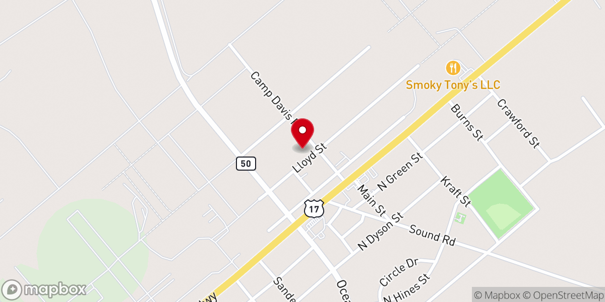 Map showing location of Grace Free Will Baptist Church