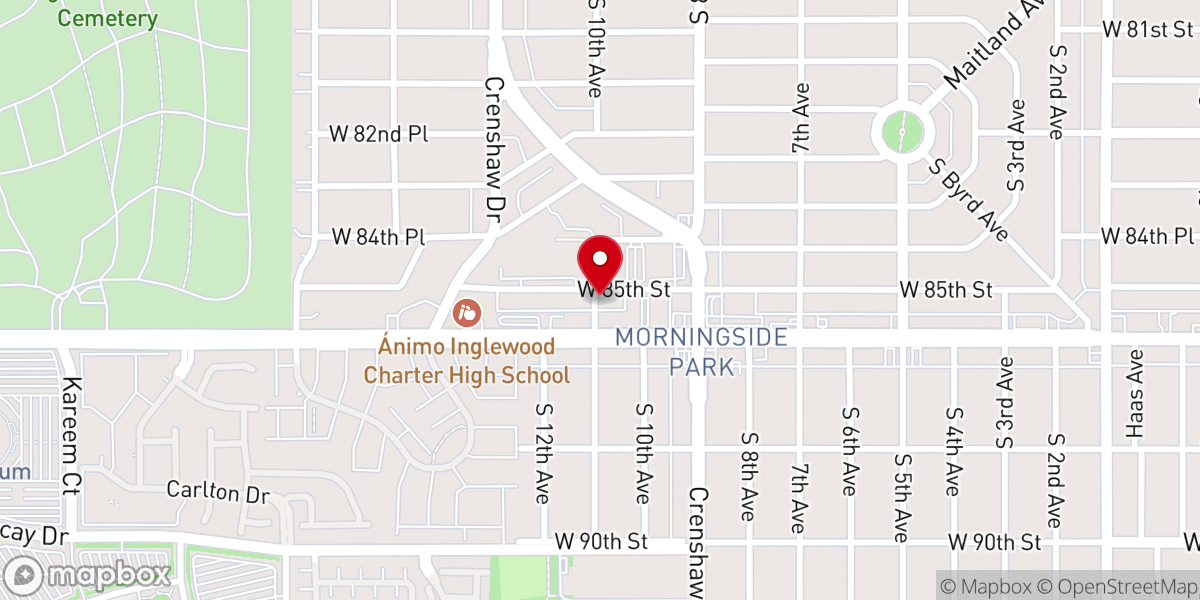 Map showing location of Sacred Life Baptist Church