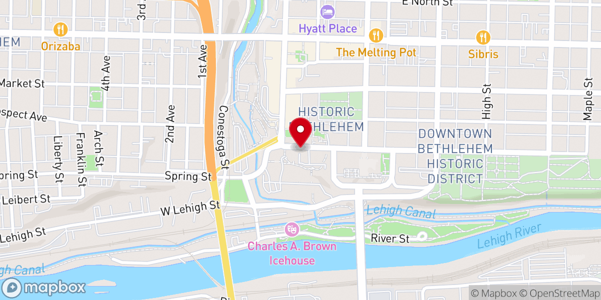 Map showing location of Central Moravian Church: Business Office