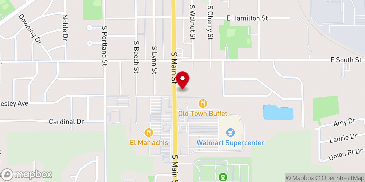 Map showing location of KFC